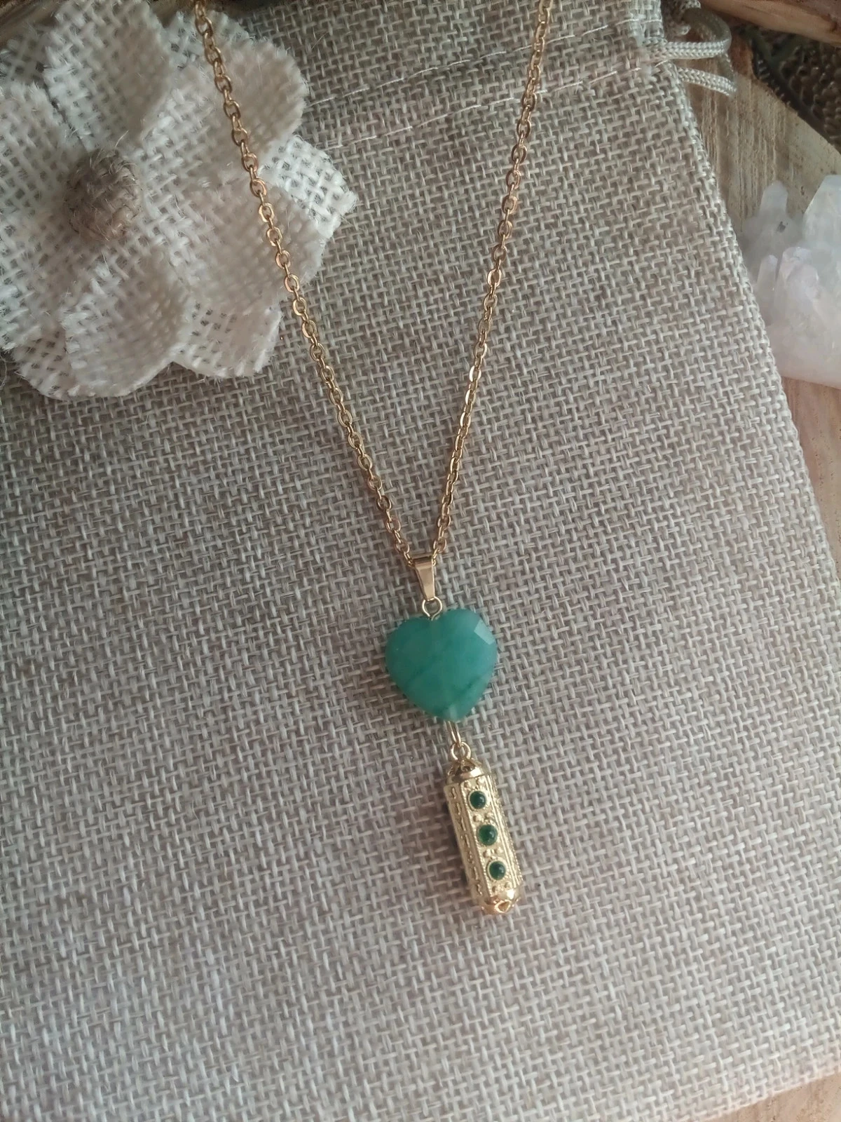 Collier talisman et pierre d'aventurine naturelle – photo 2